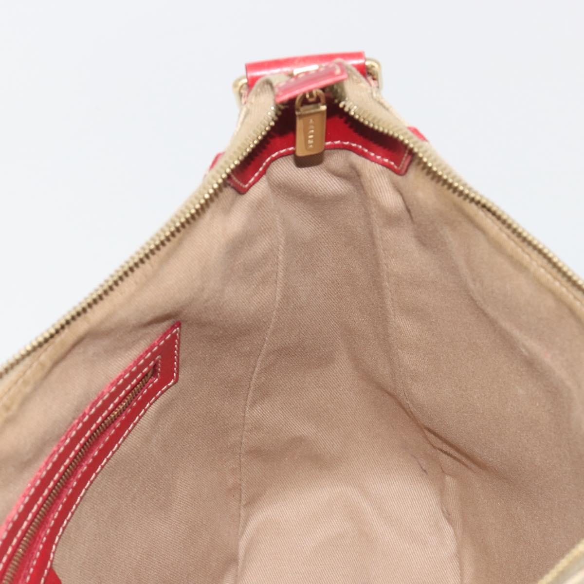 CELINE Macadam Shoulder Bag PVC Leather Beige Red Auth BA14898