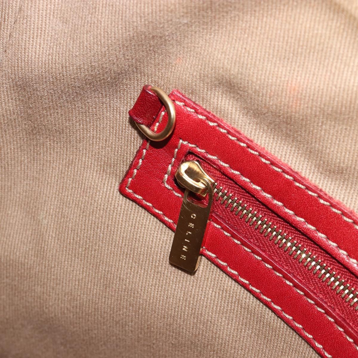CELINE Macadam Shoulder Bag PVC Leather Beige Red Auth BA14898