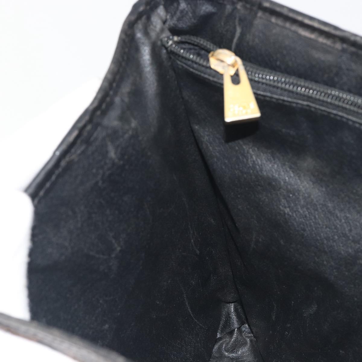 CELINE Macadam Tote Bag PVC Leather Black Gold Tone Auth BA14899