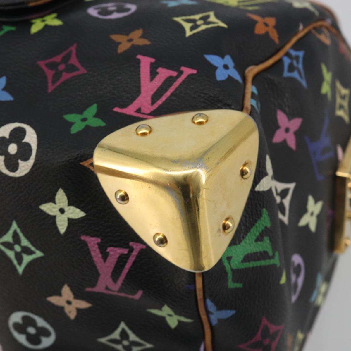 LOUIS VUITTON Monogram Multicolor Speedy 30 Hand Bag Black M92642 Auth BA14905A