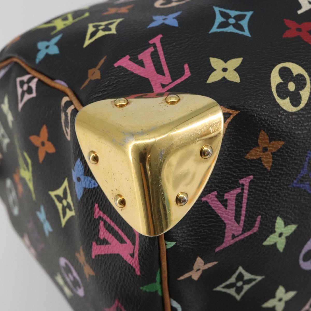 LOUIS VUITTON Monogram Multicolor Speedy 30 Hand Bag Black M92642 Auth BA14905A