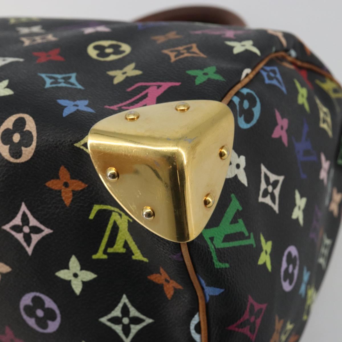 LOUIS VUITTON Monogram Multicolor Speedy 30 Hand Bag Black M92642 Auth BA14905A