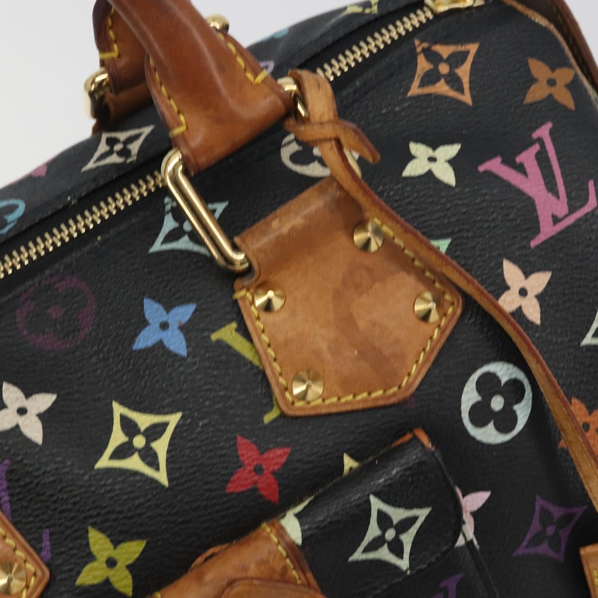 LOUIS VUITTON Monogram Multicolor Speedy 30 Hand Bag Black M92642 Auth BA14905A