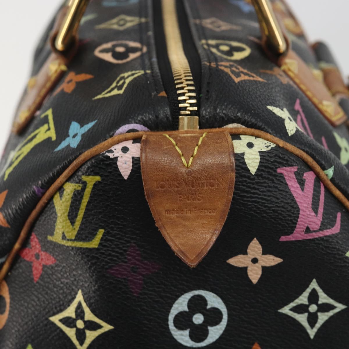 LOUIS VUITTON Monogram Multicolor Speedy 30 Hand Bag Black M92642 Auth BA14905A