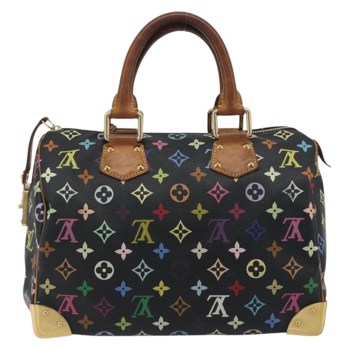 LOUIS VUITTON Monogram Multicolor Speedy 30 Hand Bag Black M92642 Auth BA14905A