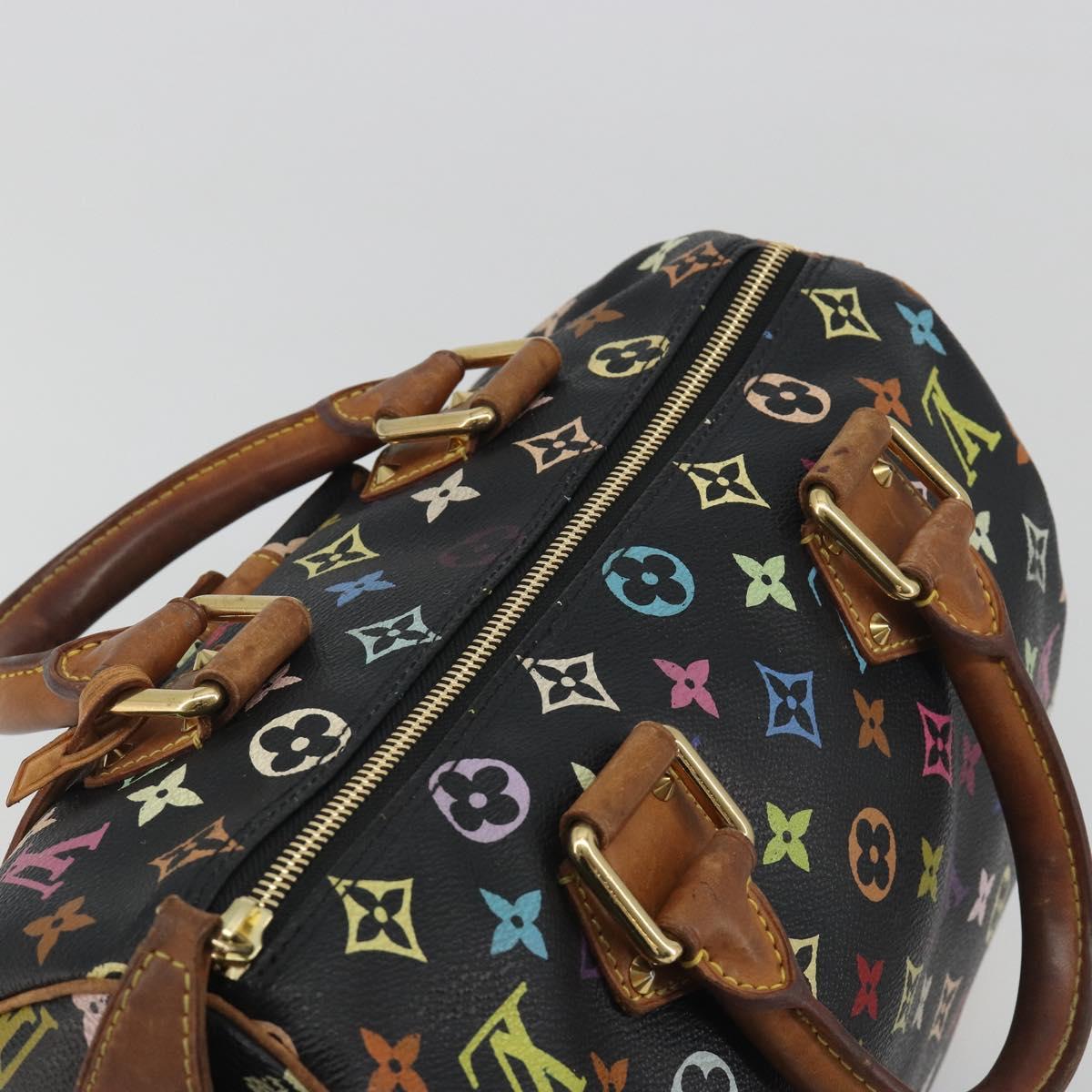 LOUIS VUITTON Monogram Multicolor Speedy 30 Hand Bag Black M92642 Auth BA14905A