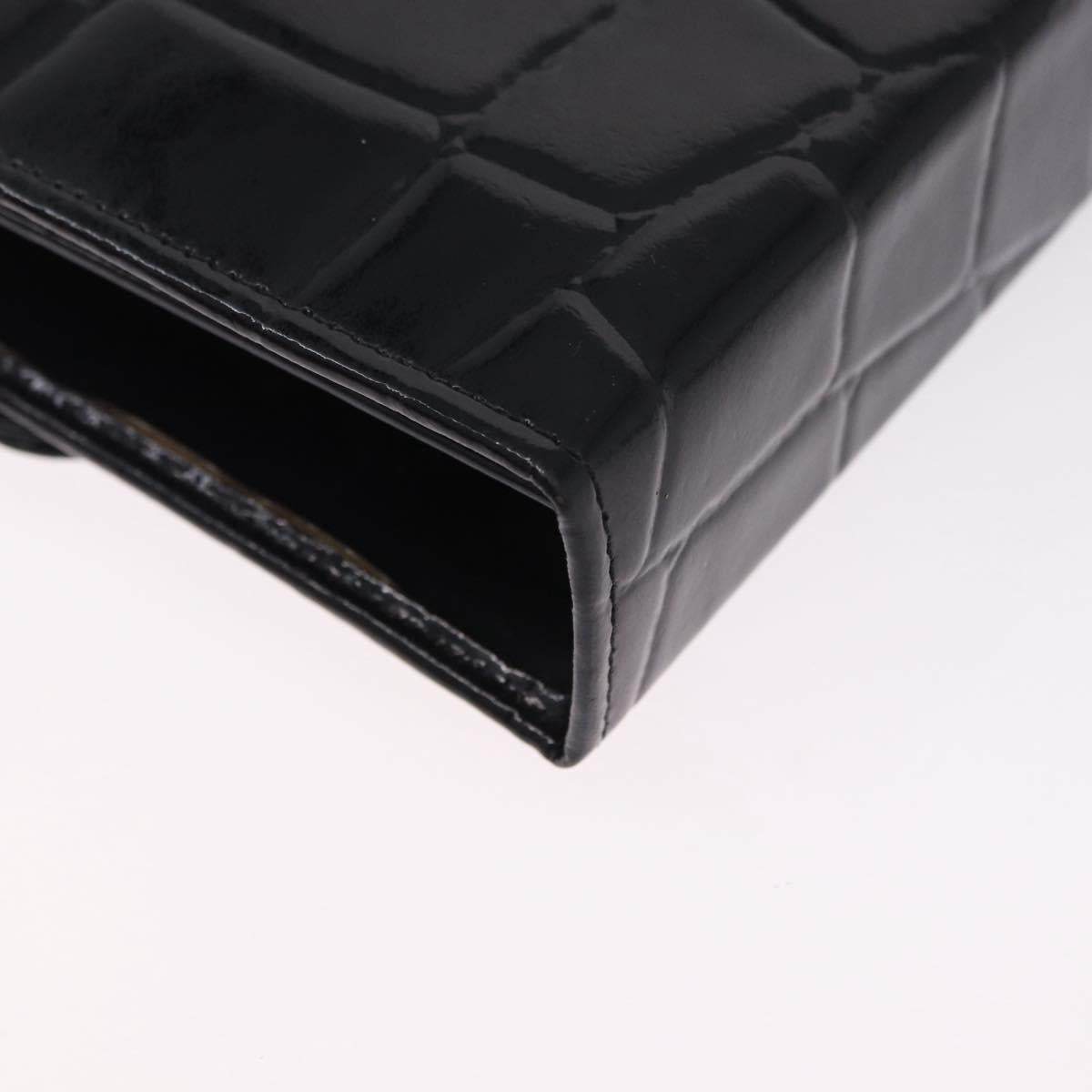 Gianni Versace Medusa Hand Bag Patent Black Gold Tone Auth BA14906A