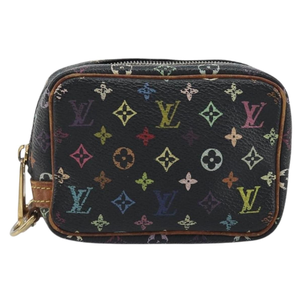 LOUIS VUITTON Monogram Multicolor Trousse Wapity Pouch Black M58034 Auth BA14908