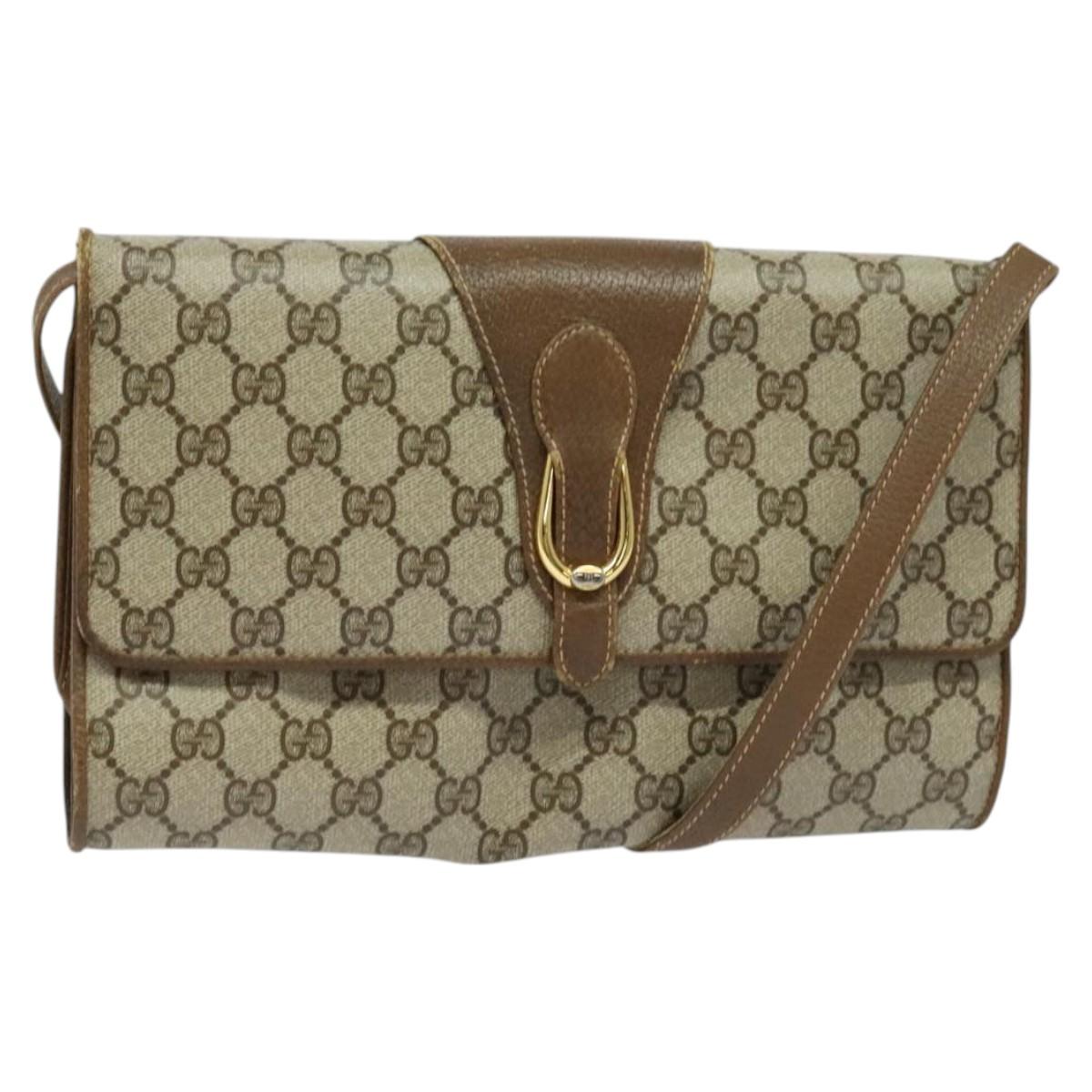 GUCCI GG Supreme Shoulder Bag PVC Beige Gold 118 02 050 Auth BA1491