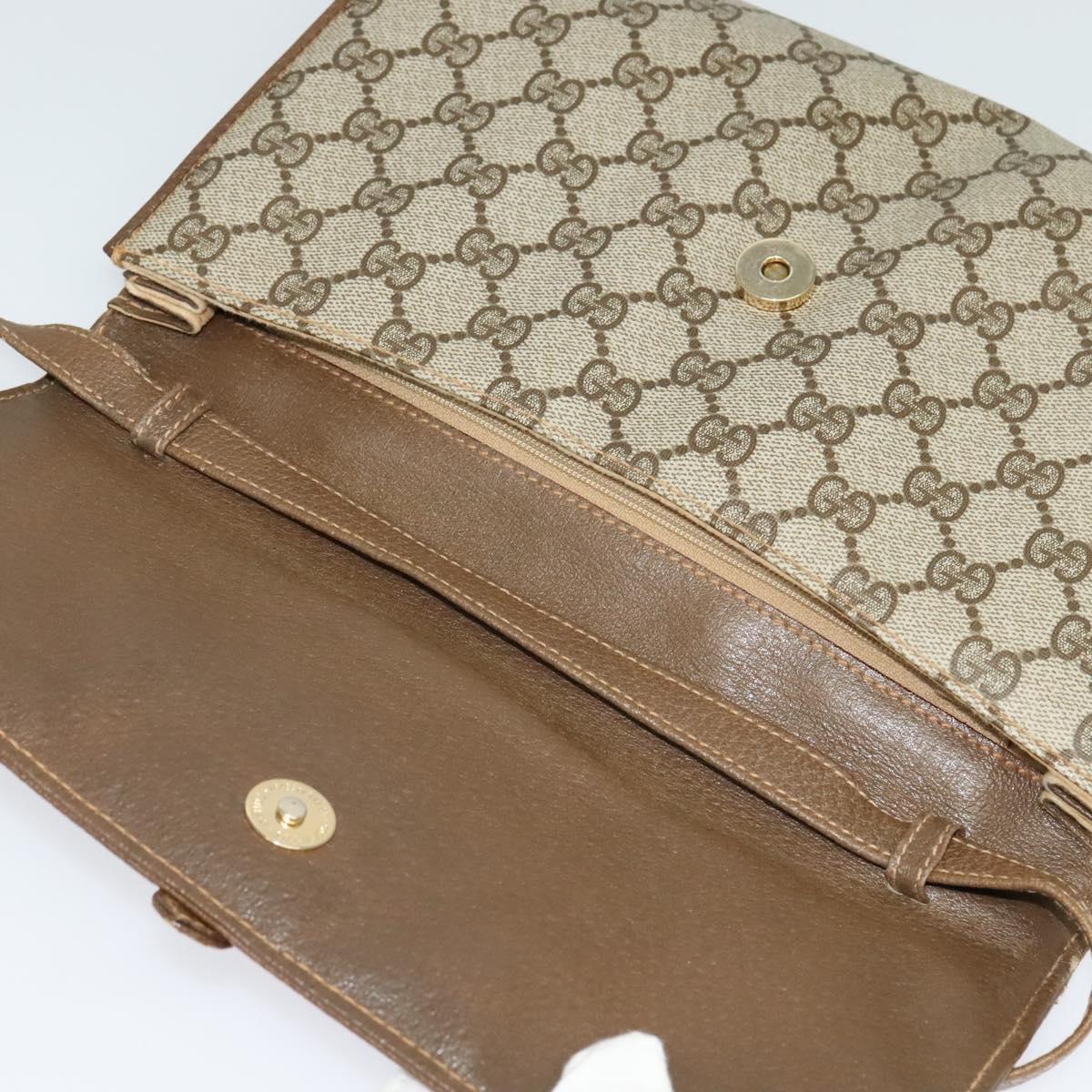 GUCCI GG Supreme Shoulder Bag PVC Beige Gold 118 02 050 Auth BA1491