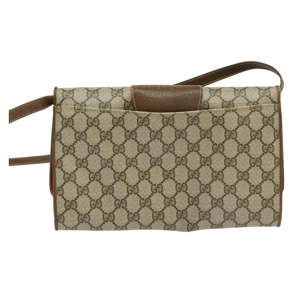 GUCCI GG Supreme Shoulder Bag PVC Beige Gold 118 02 050 Auth BA1491