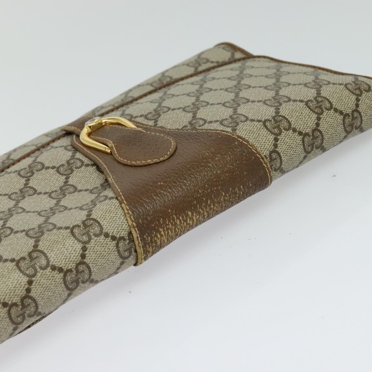 GUCCI GG Supreme Shoulder Bag PVC Beige Gold 118 02 050 Auth BA1491