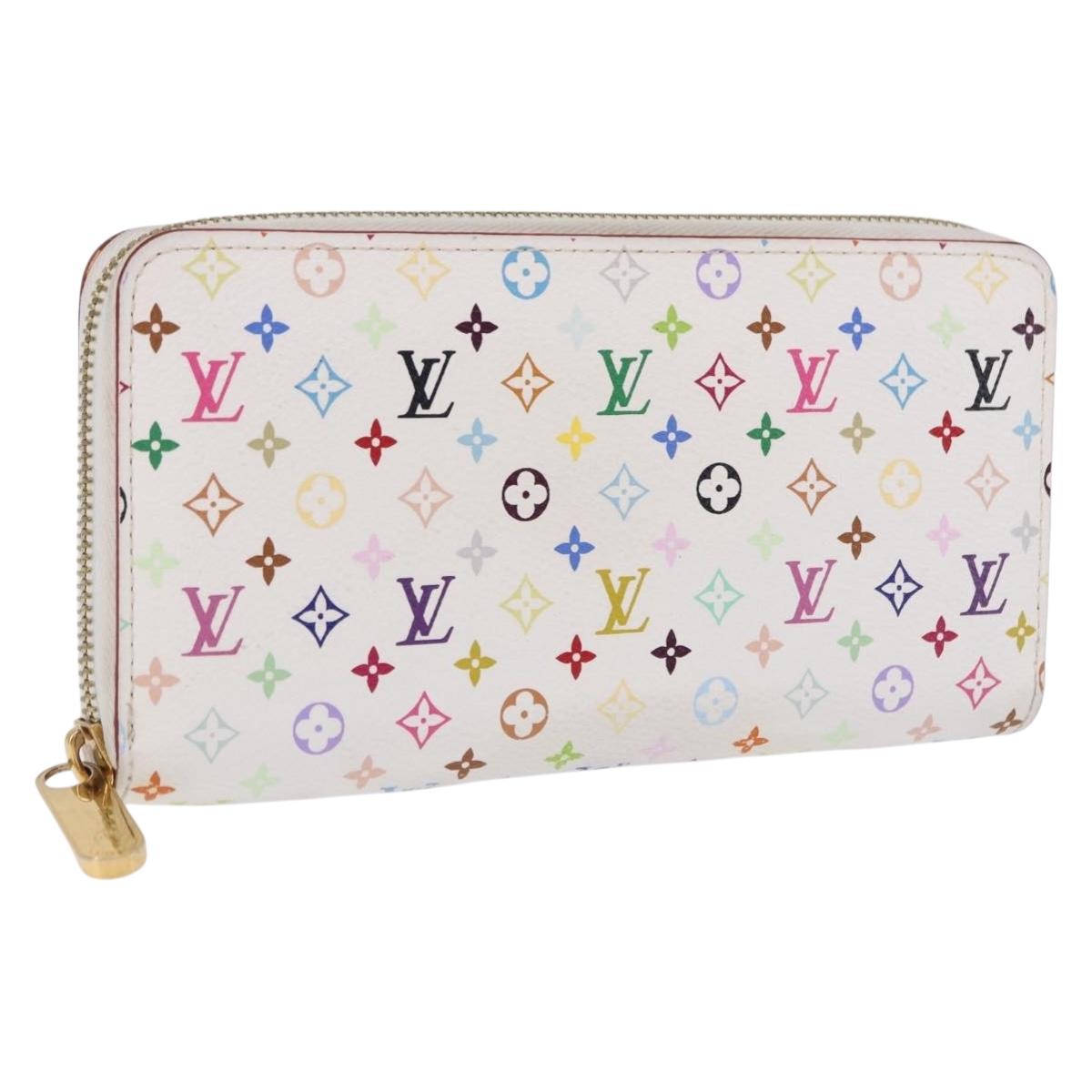 LOUIS VUITTON Monogram Multicolor Zippy Wallet White Orange M60241 Auth BA14910V