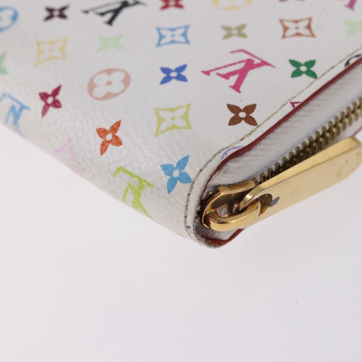 LOUIS VUITTON Monogram Multicolor Zippy Wallet White Orange M60241 Auth BA14910V