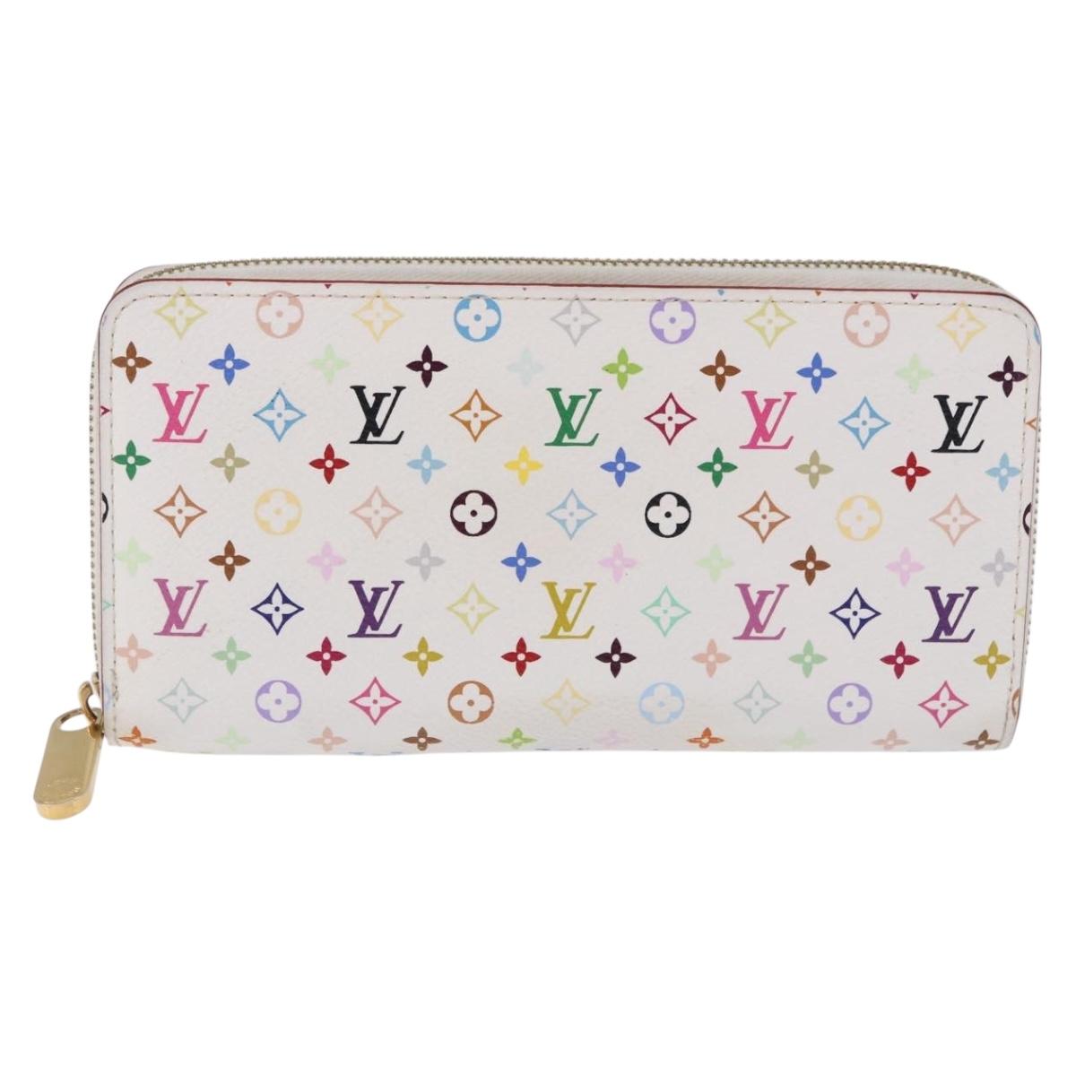 LOUIS VUITTON Monogram Multicolor Zippy Wallet White Orange M60241 Auth BA14910V