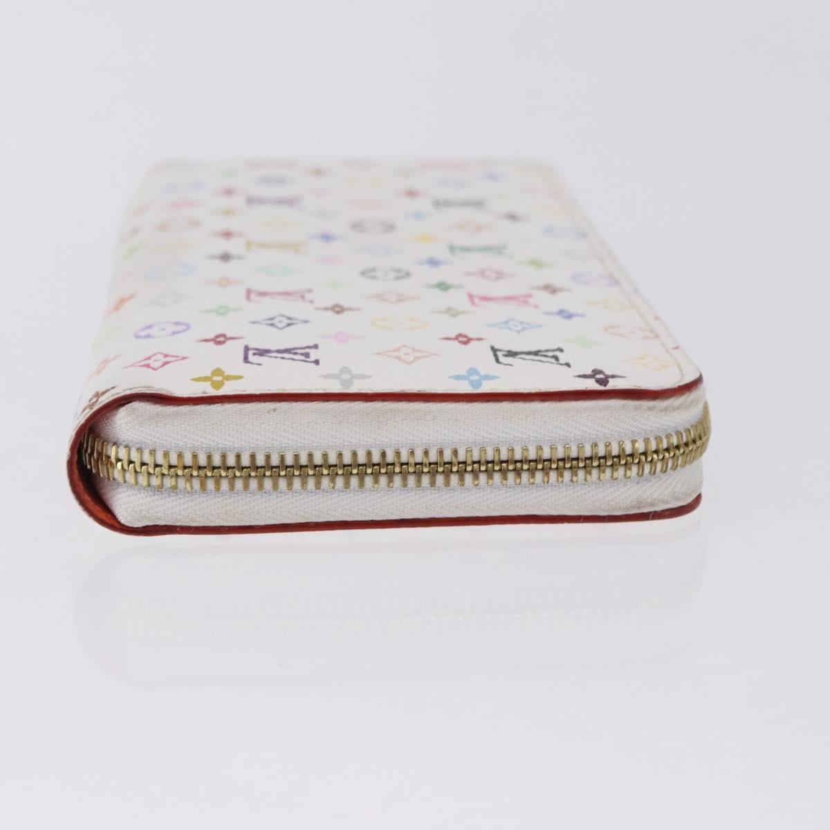 LOUIS VUITTON Monogram Multicolor Zippy Wallet White Orange M60241 Auth BA14910V