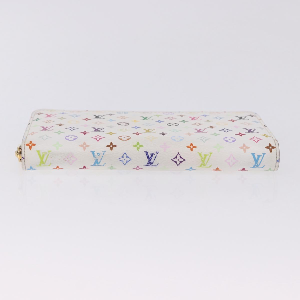 LOUIS VUITTON Monogram Multicolor Zippy Wallet White Orange M60241 Auth BA14910V