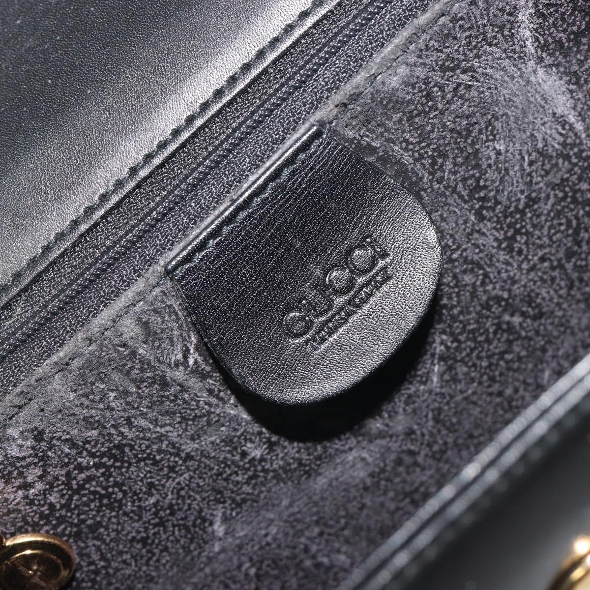 GUCCI Bamboo Chain Shoulder Bag Leather Black Gold 001 115 1497 Auth BA14916