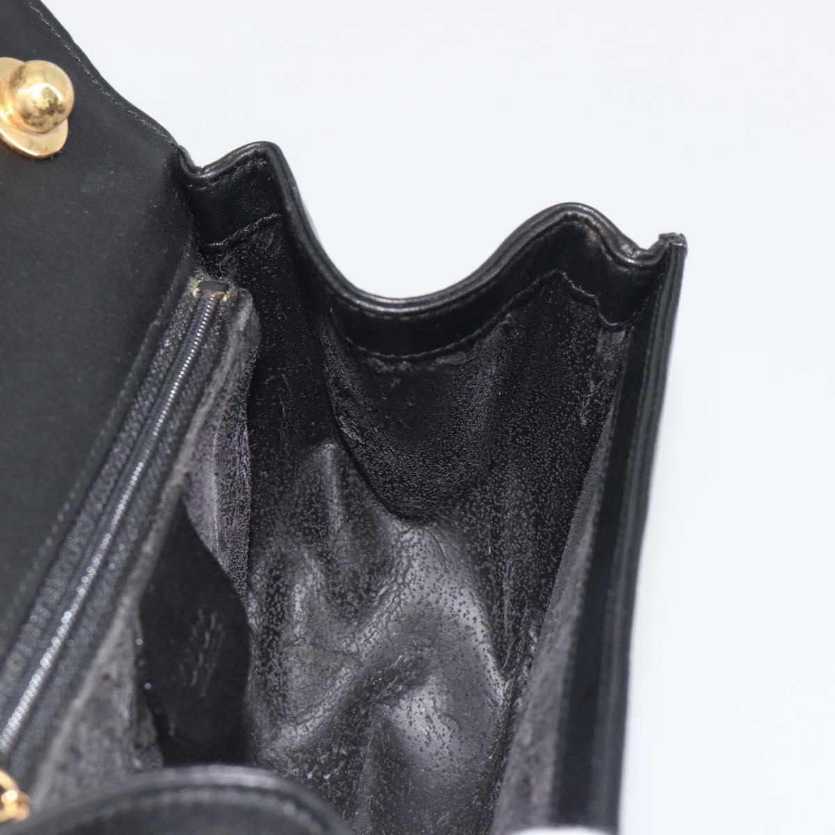 GUCCI Bamboo Chain Shoulder Bag Leather Black Gold 001 115 1497 Auth BA14916
