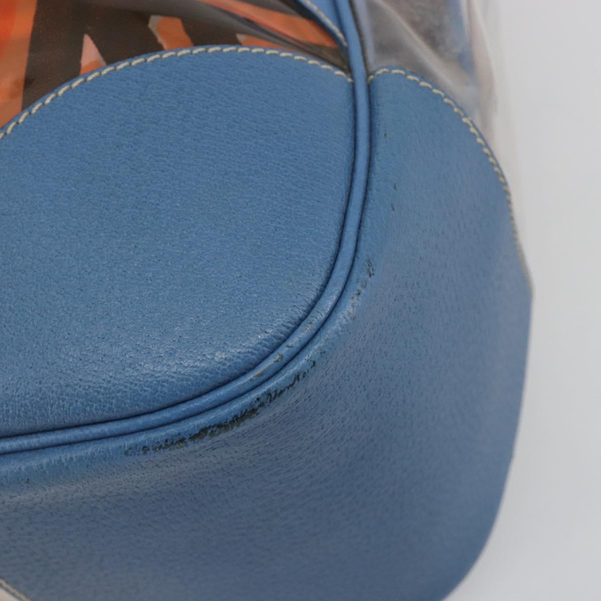 PRADA Tote Bag Vinyl Blue Silver Auth BA14917A