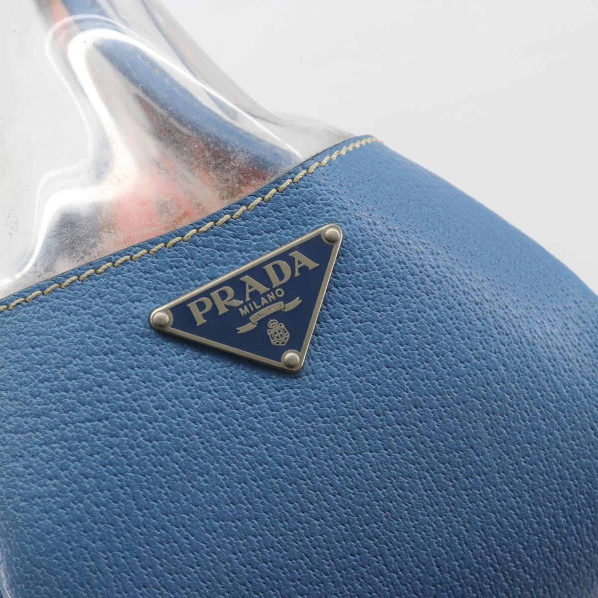 PRADA Tote Bag Vinyl Blue Silver Auth BA14917A