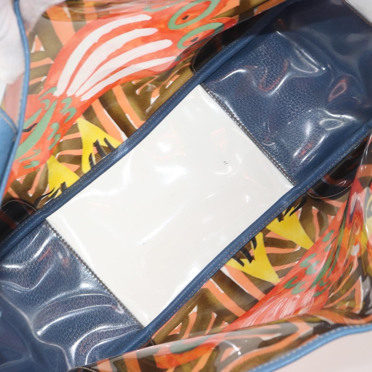 PRADA Tote Bag Vinyl Blue Silver Auth BA14917A