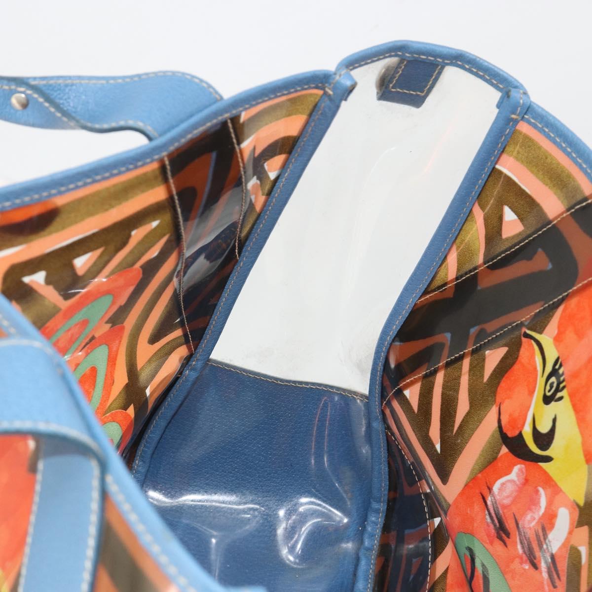 PRADA Tote Bag Vinyl Blue Silver Auth BA14917A