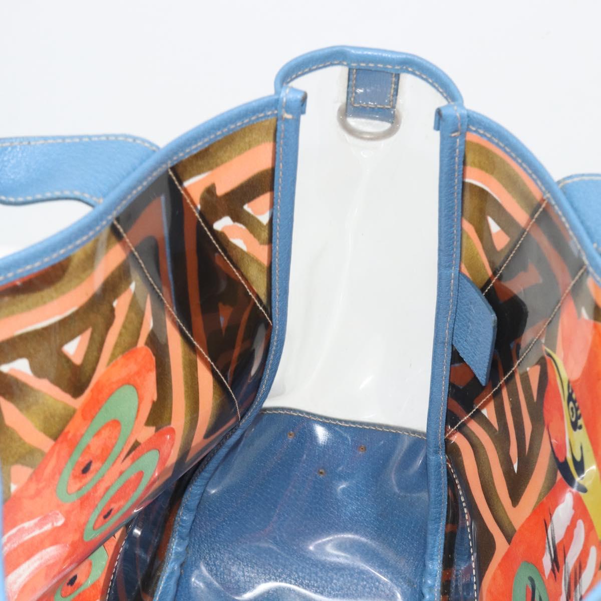 PRADA Tote Bag Vinyl Blue Silver Auth BA14917A