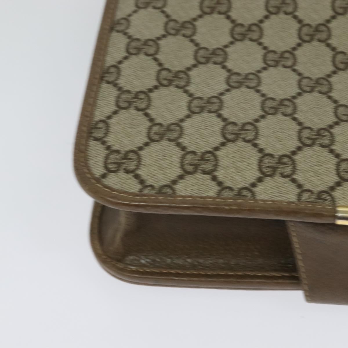 GUCCI GG Supreme Shoulder Bag PVC Beige Gold Auth BA1492