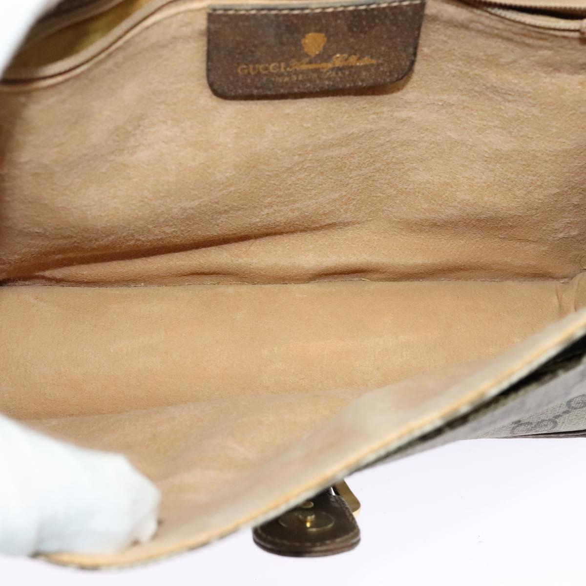 GUCCI GG Supreme Shoulder Bag PVC Beige Gold Auth BA1492