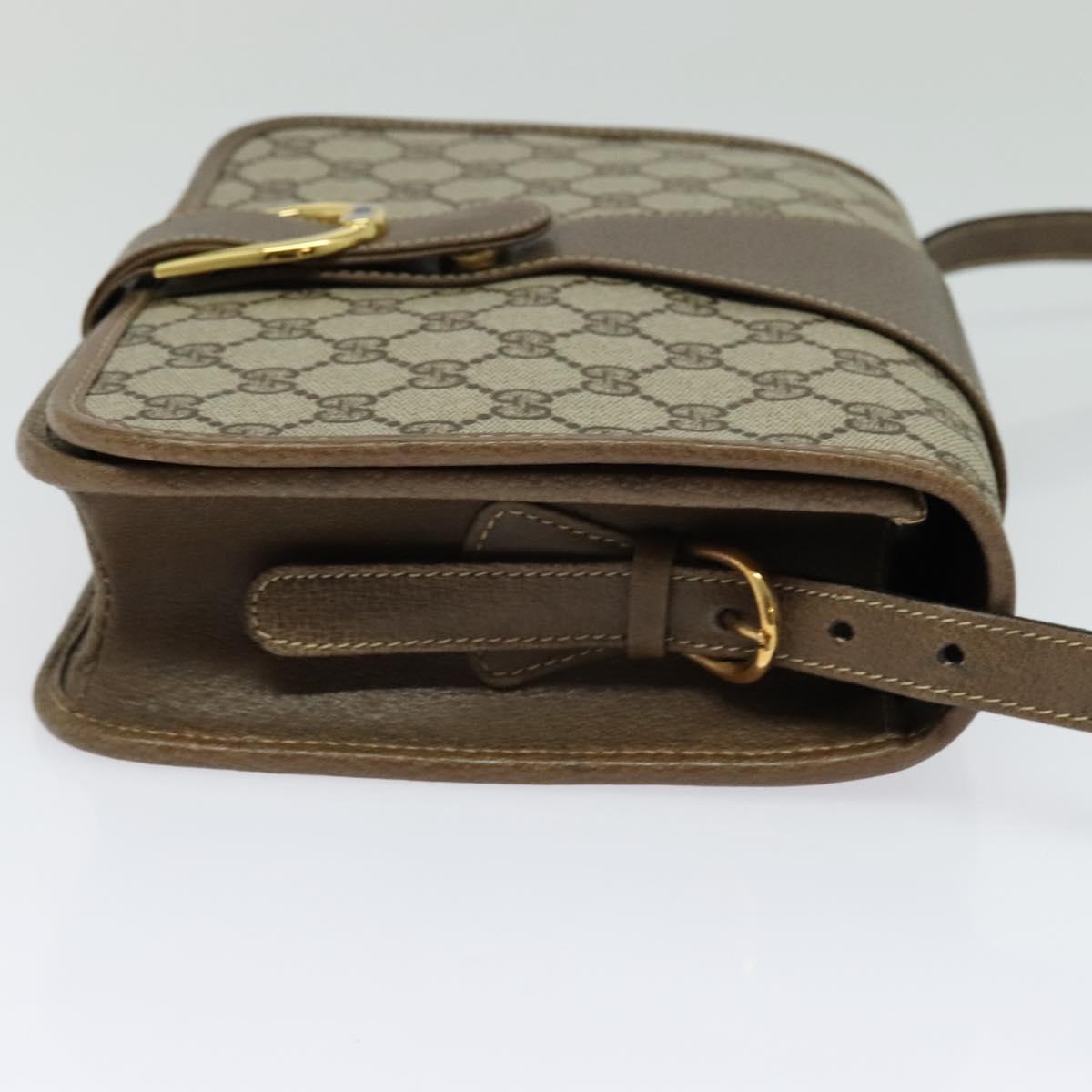 GUCCI GG Supreme Shoulder Bag PVC Beige Gold Auth BA1492