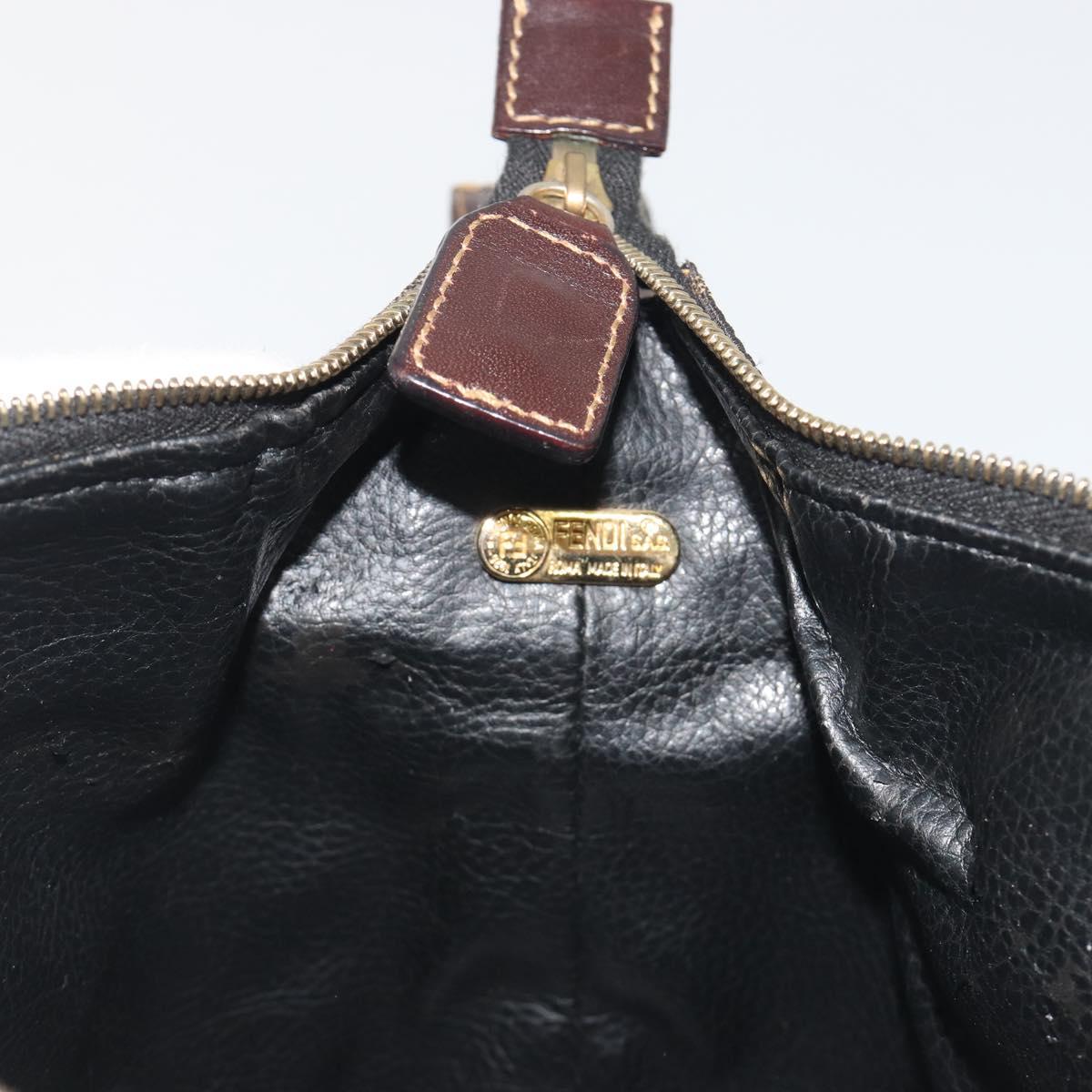 FENDI Zucca Canvas Vanity Bag Brown Gold Tone Auth BA14921A