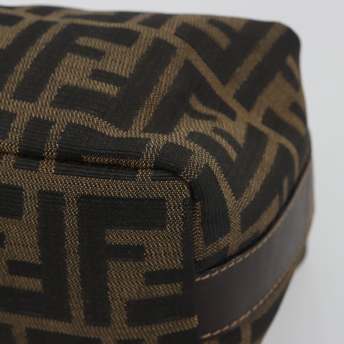 FENDI Zucca Canvas Vanity Bag Brown Gold Tone Auth BA14921A
