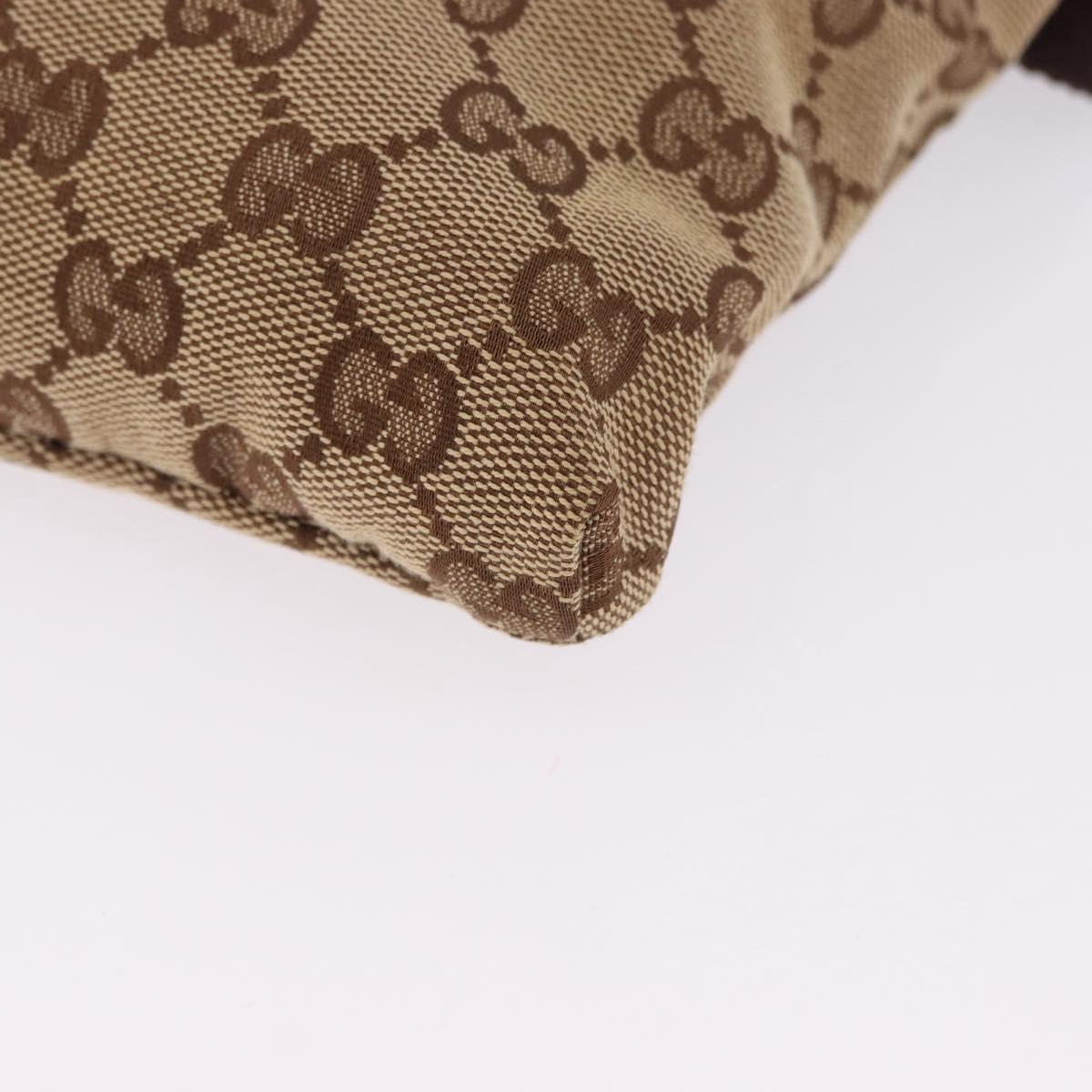 GUCCI GG Canvas Waist Bag Beige Silver 28566 Auth BA14924A