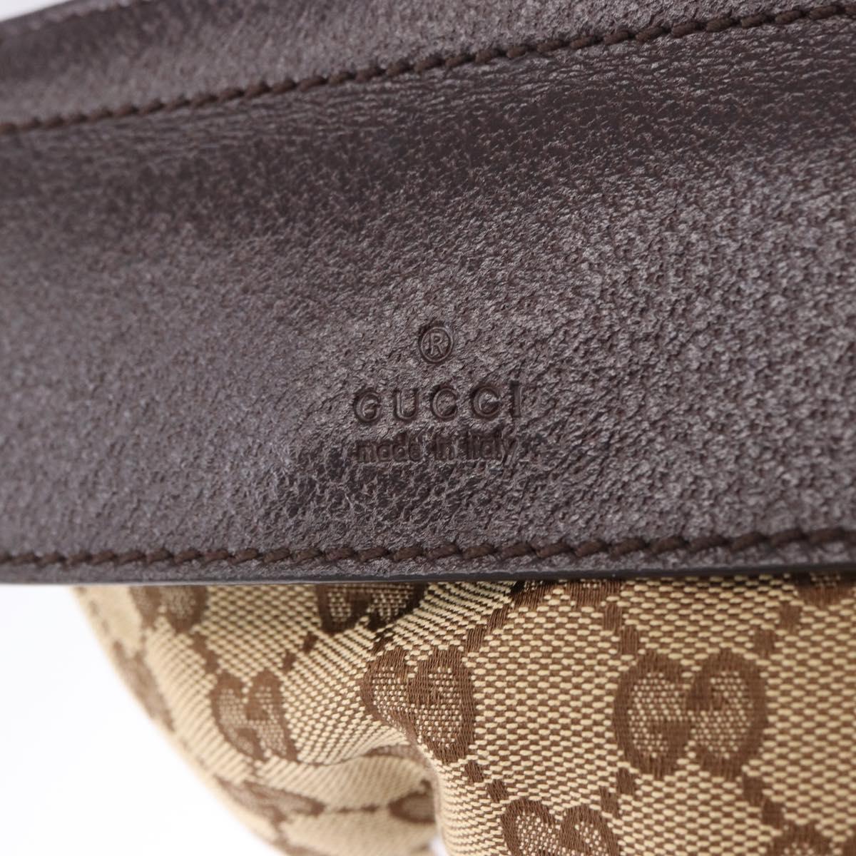 GUCCI GG Canvas Waist Bag Beige Silver 28566 Auth BA14924A