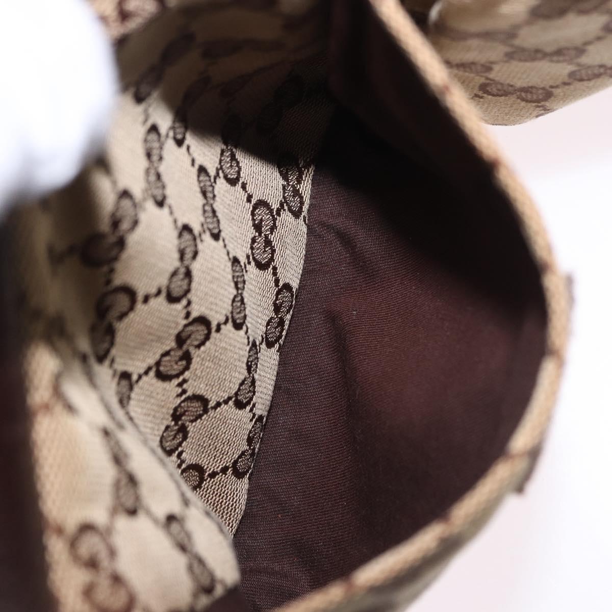 GUCCI GG Canvas Waist Bag Beige Silver 28566 Auth BA14924A