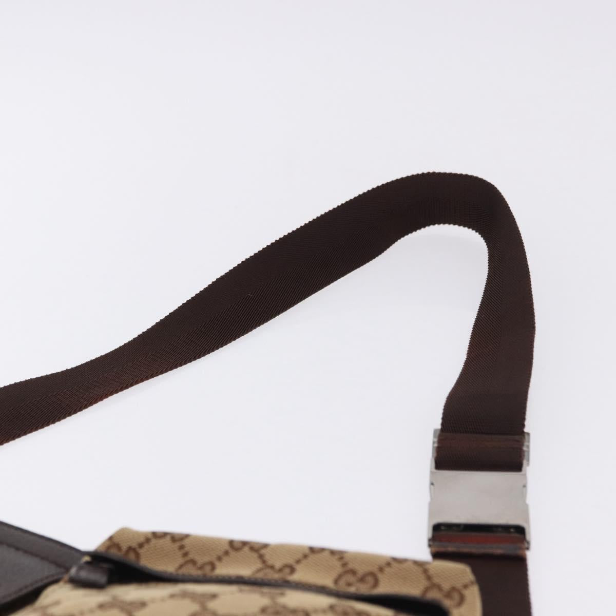 GUCCI GG Canvas Waist Bag Beige Silver 28566 Auth BA14924A
