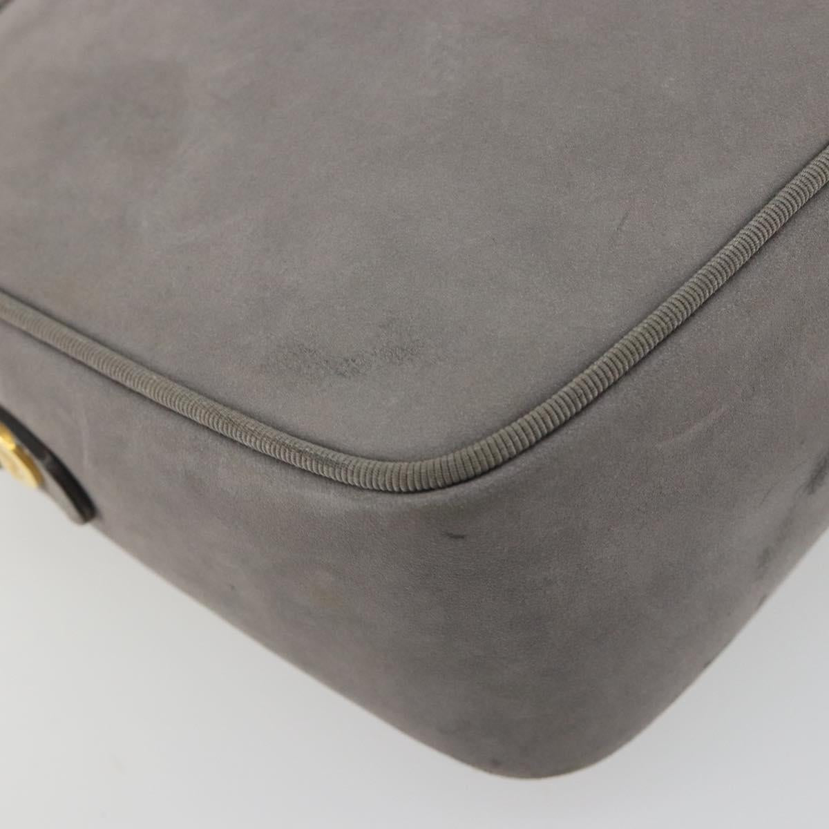 Salvatore Ferragamo Vala Shoulder Bag Suede Gray Gold Tone Auth BA14925