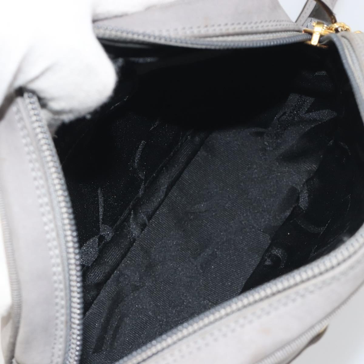 Salvatore Ferragamo Vala Shoulder Bag Suede Gray Gold Tone Auth BA14925