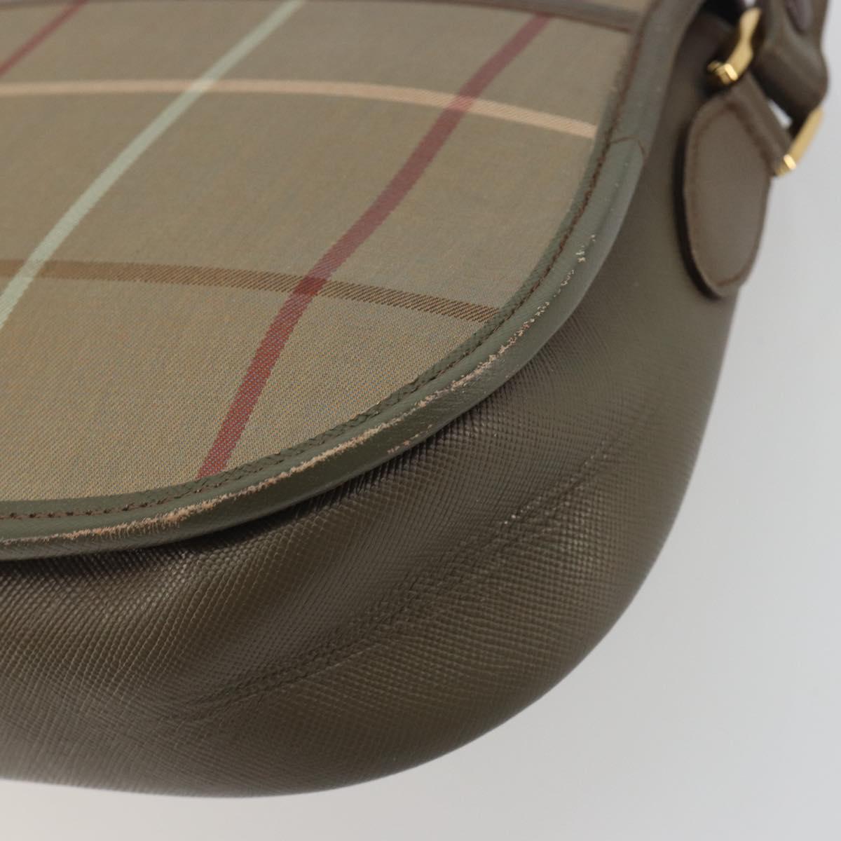 Burberrys Nova Check Shoulder Bag Canvas Beige Gold Tone Auth BA14931A