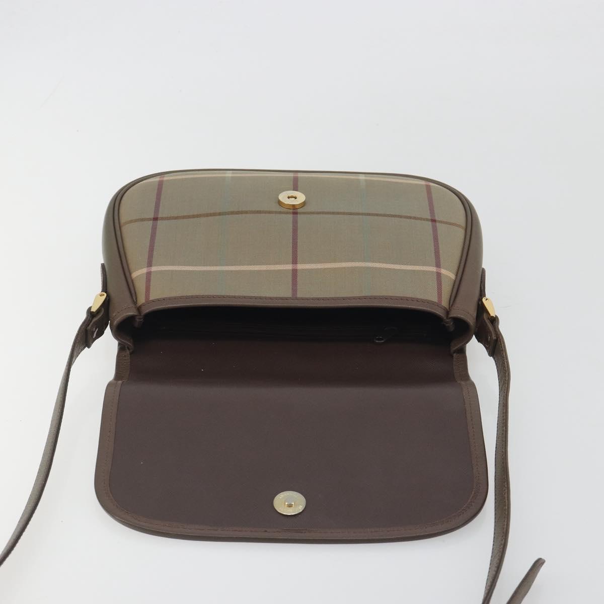 Burberrys Nova Check Shoulder Bag Canvas Beige Gold Tone Auth BA14931A