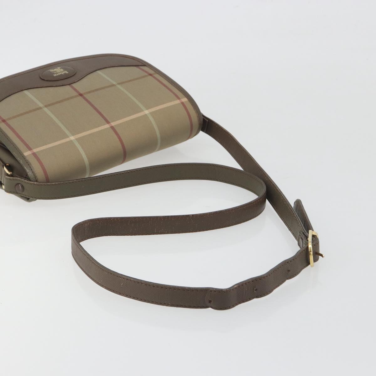 Burberrys Nova Check Shoulder Bag Canvas Beige Gold Tone Auth BA14931A