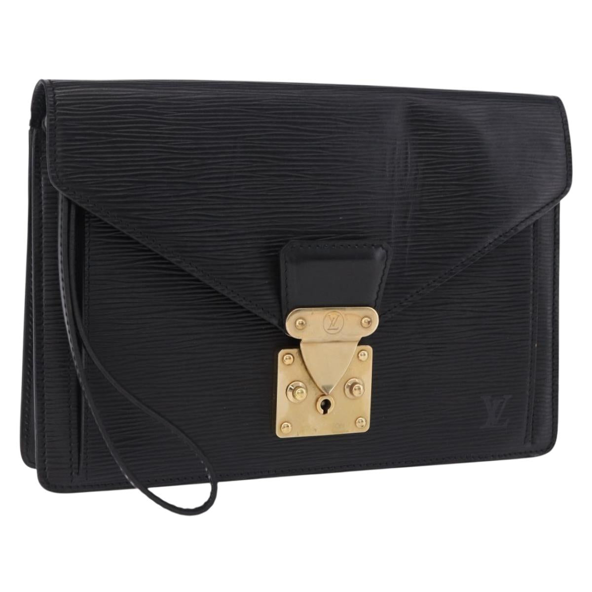 LOUIS VUITTON Epi Sellier Dragonne Clutch Bag Black M52612 LV Auth BA14932