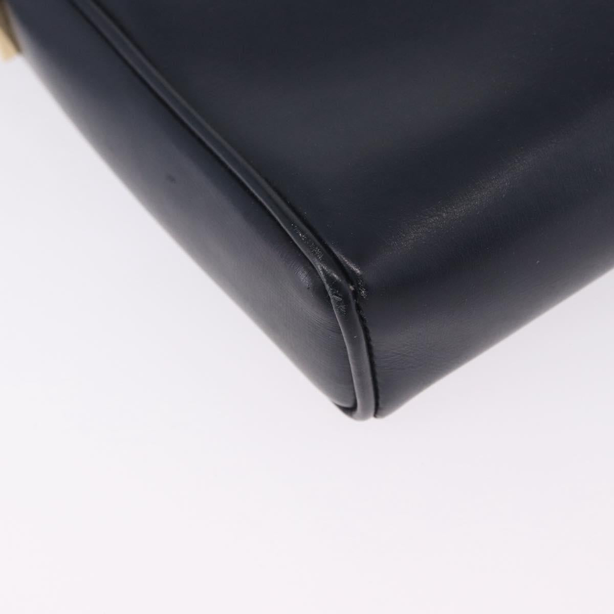 GUCCI Shoulder Bag Leather Navy Gold Tone 29 001 4697 Auth BA14935