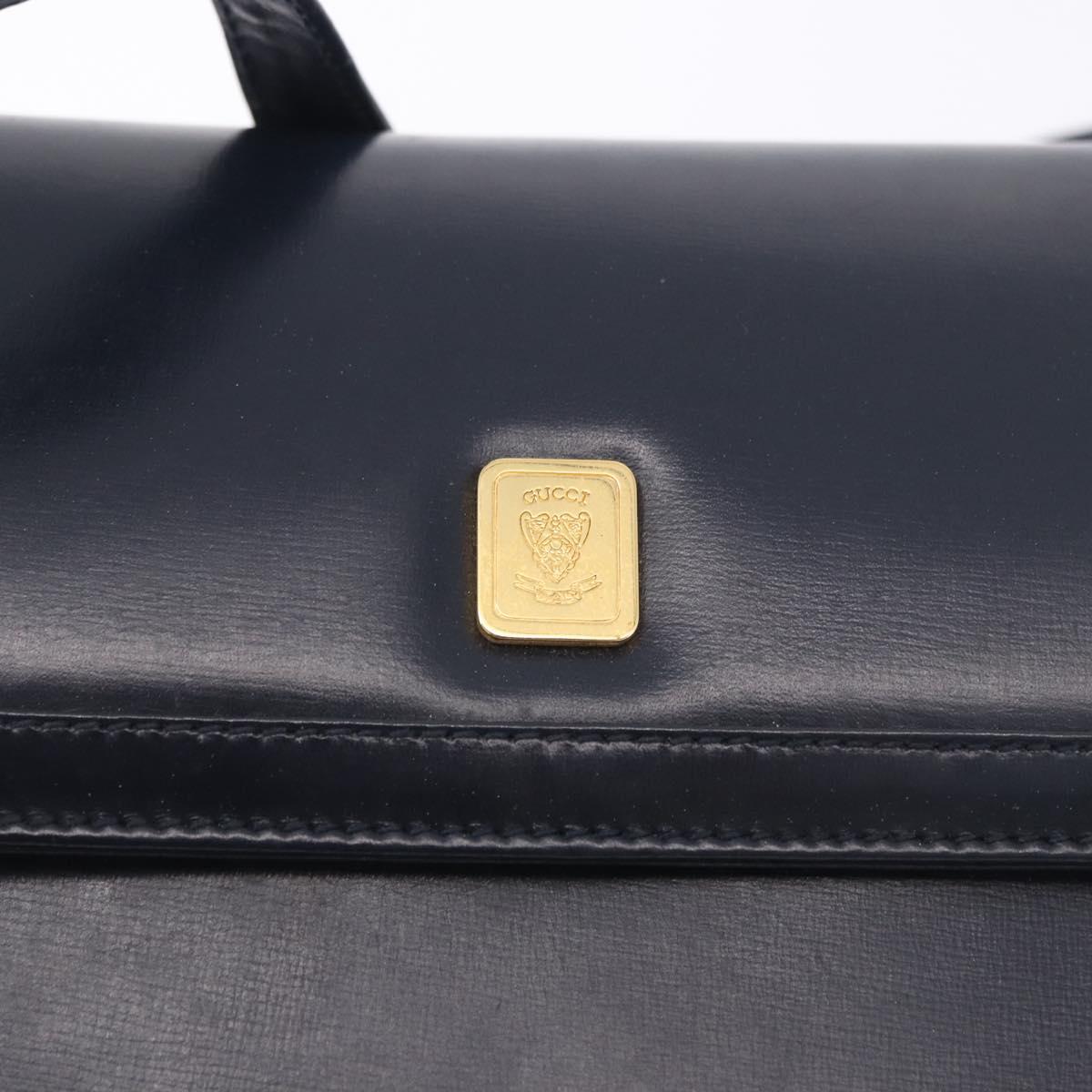GUCCI Shoulder Bag Leather Navy Gold Tone 29 001 4697 Auth BA14935