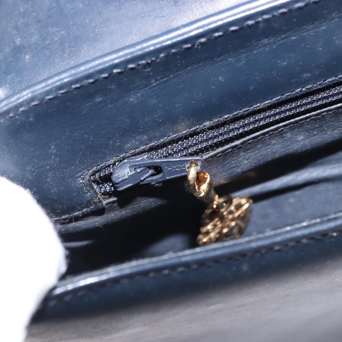 GUCCI Shoulder Bag Leather Navy Gold Tone 29 001 4697 Auth BA14935