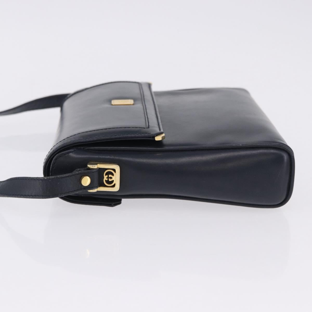 GUCCI Shoulder Bag Leather Navy Gold Tone 29 001 4697 Auth BA14935