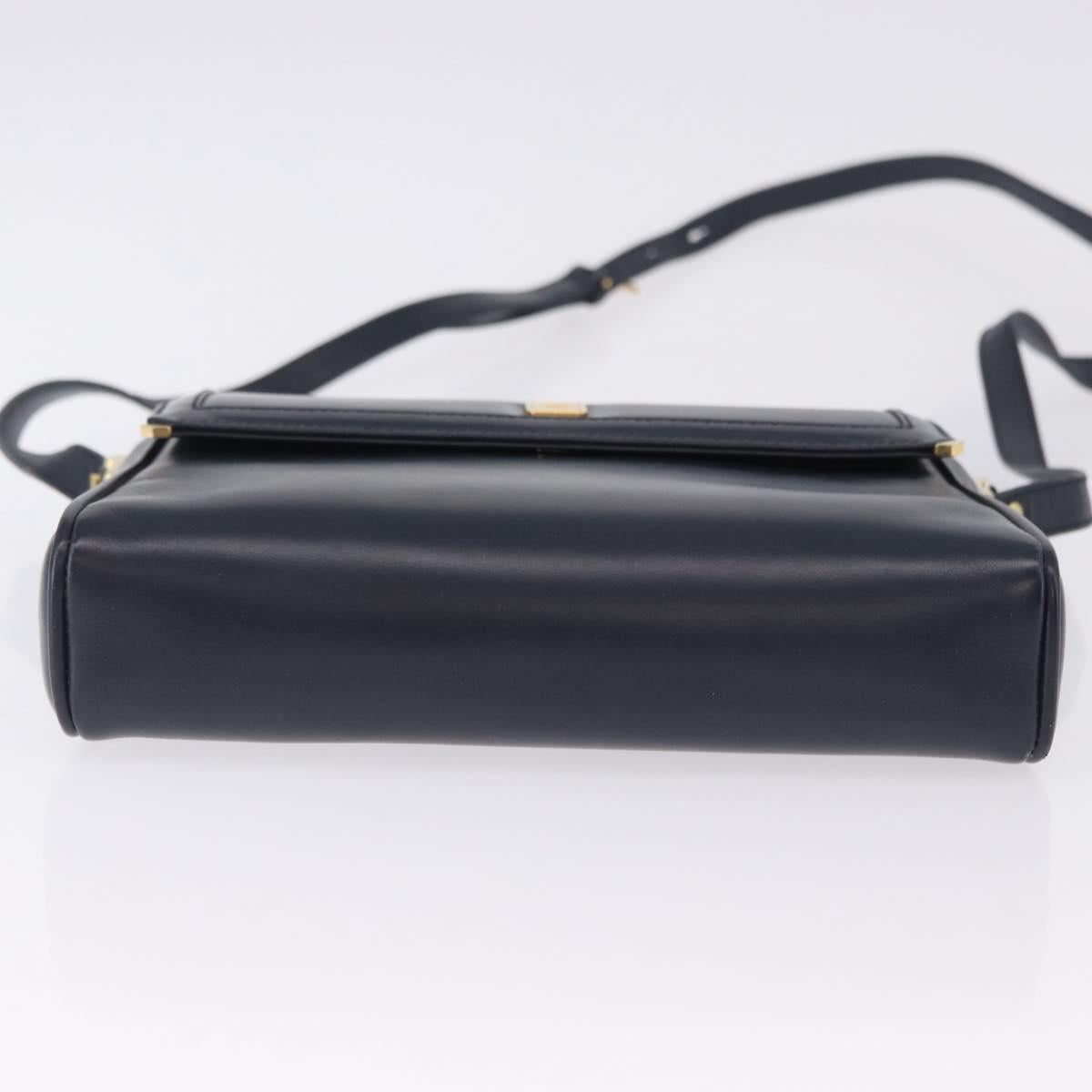 GUCCI Shoulder Bag Leather Navy Gold Tone 29 001 4697 Auth BA14935