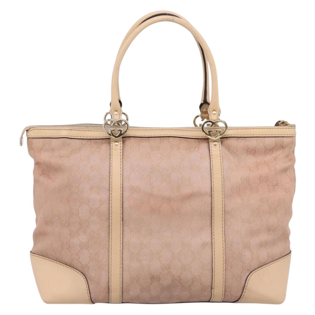 GUCCI GG Canvas Tote Bag Pink Gold Tone 257068 Auth BA14937