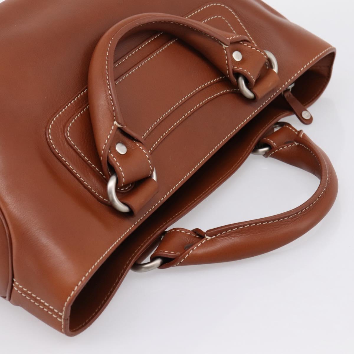 CELINE Boogie Bag Hand Bag Leather Brown Silver Auth BA14938A